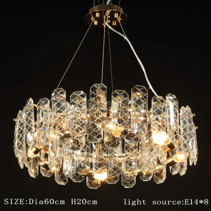 Modern Crystal Lustre LED Chandelier, Round or Linear, Low Profile – view 8