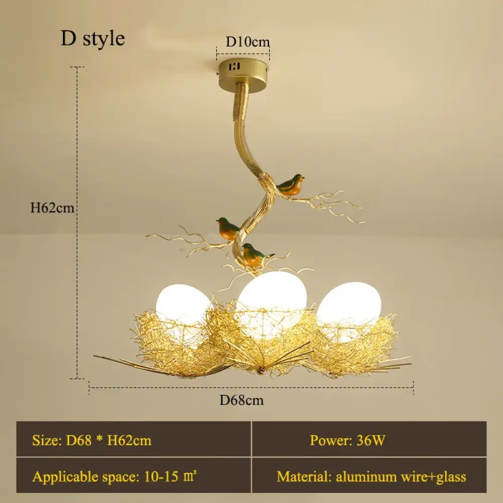 LED Gold Bird's Nest Ceiling Light with Glass Ball Pendants – view 10