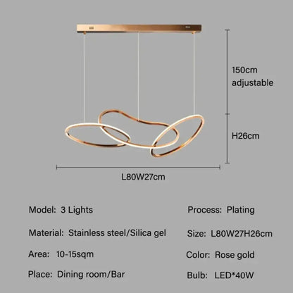Modern LED Multi-Ring Pendant Light in Gold, Rose Gold or Chrome – view 11
