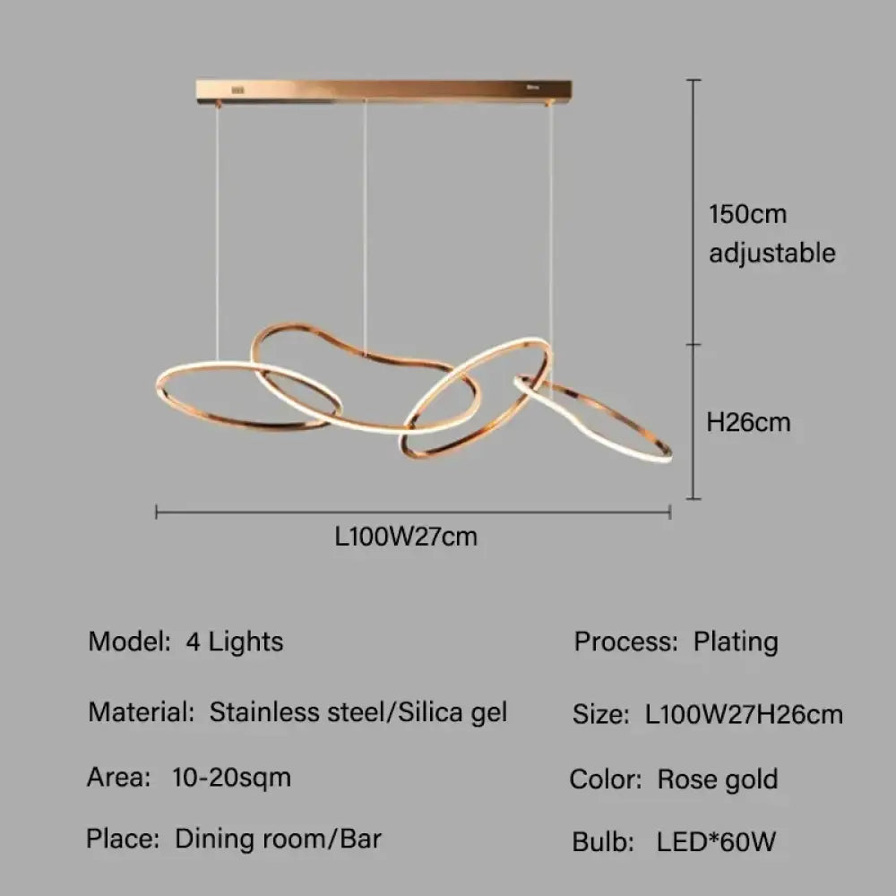 Modern LED Multi-Ring Pendant Light in Gold, Rose Gold or Chrome – view 12