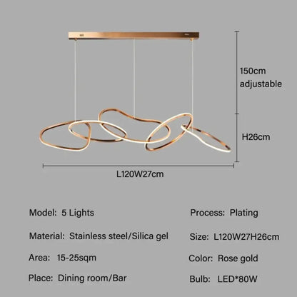 Modern LED Multi-Ring Pendant Light in Gold, Rose Gold or Chrome – view 13