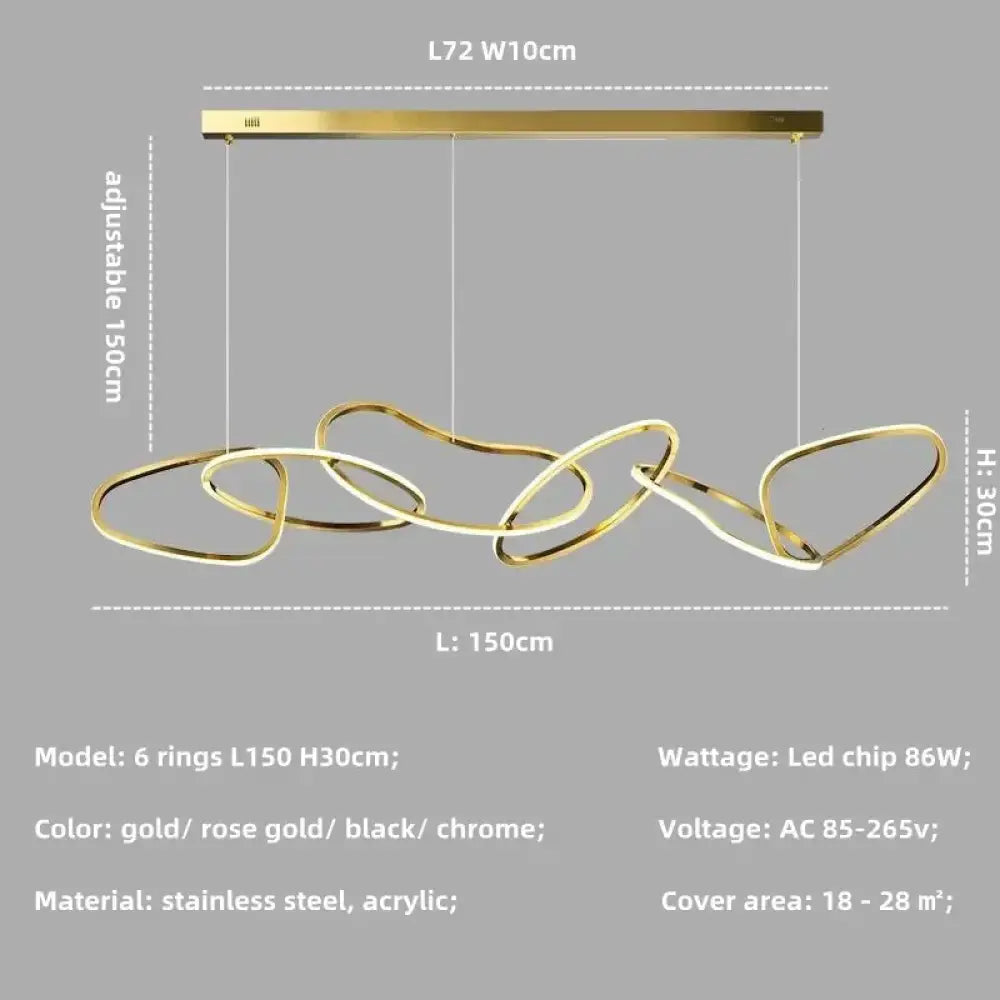 Modern LED Multi-Ring Pendant Light in Gold, Rose Gold or Chrome – view 10