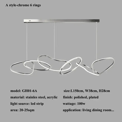 Modern LED Multi-Ring Pendant Light in Gold, Rose Gold or Chrome – view 20