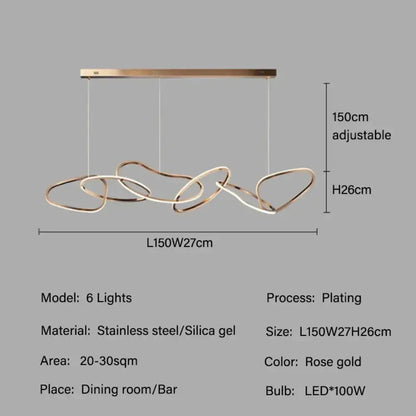 Modern LED Multi-Ring Pendant Light in Gold, Rose Gold or Chrome – view 14