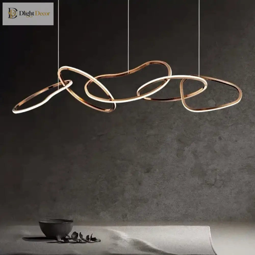 Modern LED Multi-Ring Pendant Light in Gold, Rose Gold or Chrome – view 2