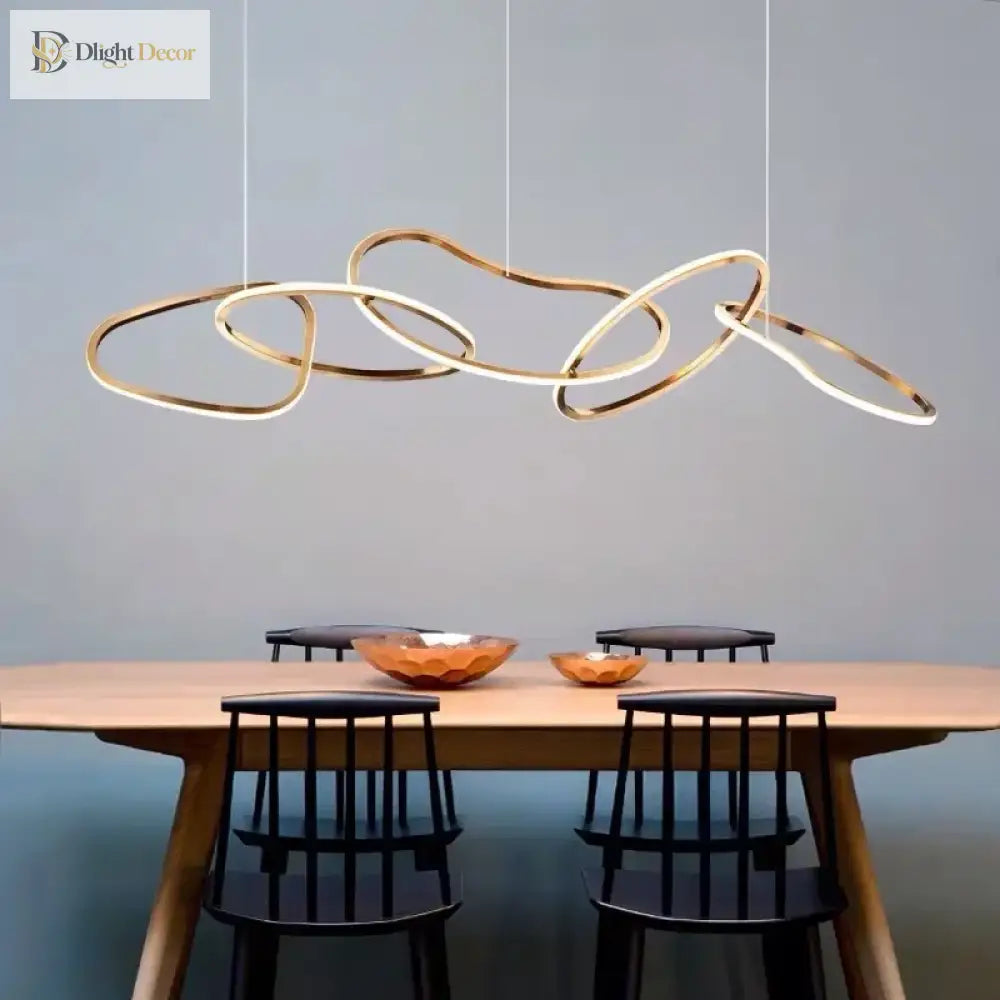 Modern LED Multi-Ring Pendant Light in Gold, Rose Gold or Chrome – view 5