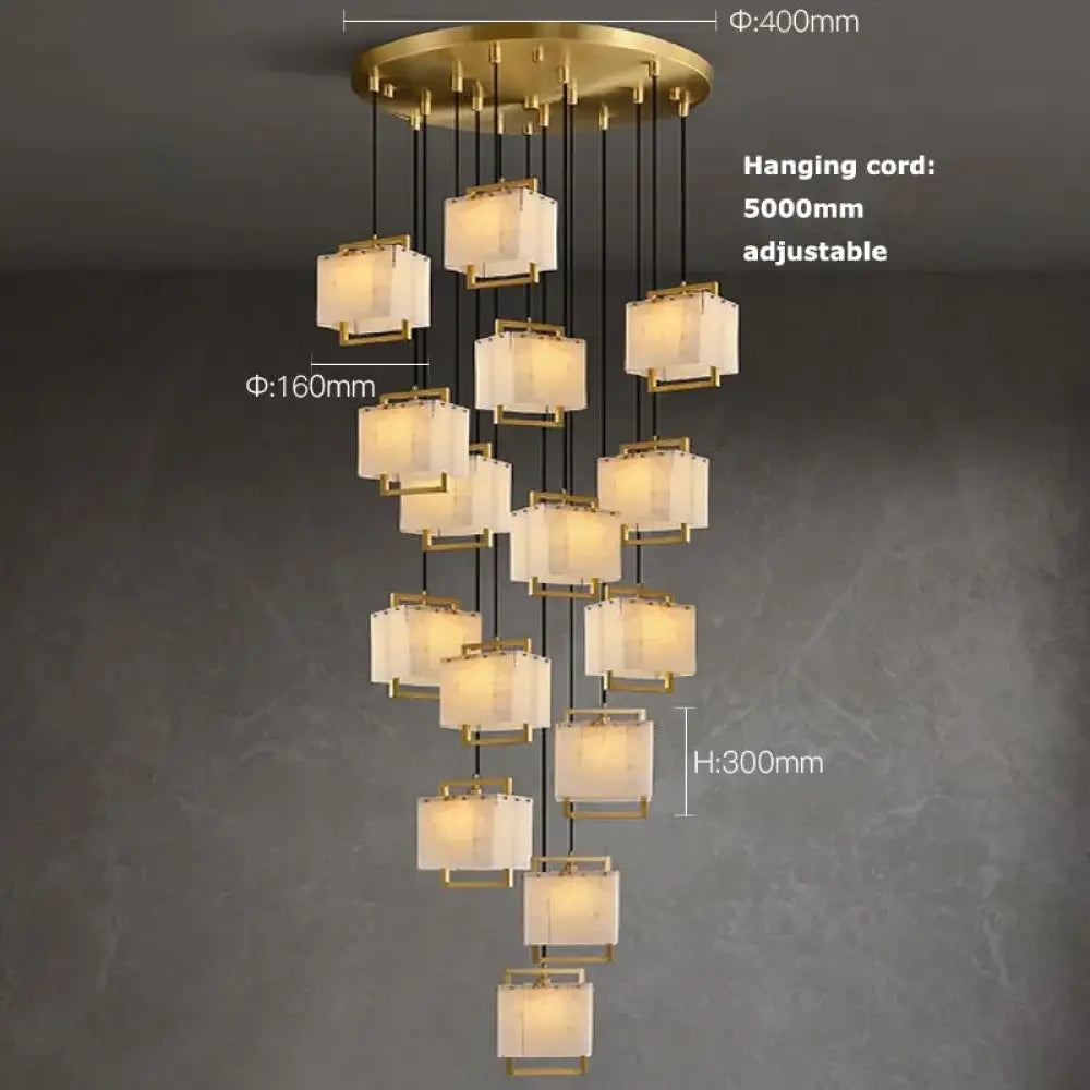 Natural Marble LED Chandelier with Gold Frame, 1 to 24 Lights – view 20