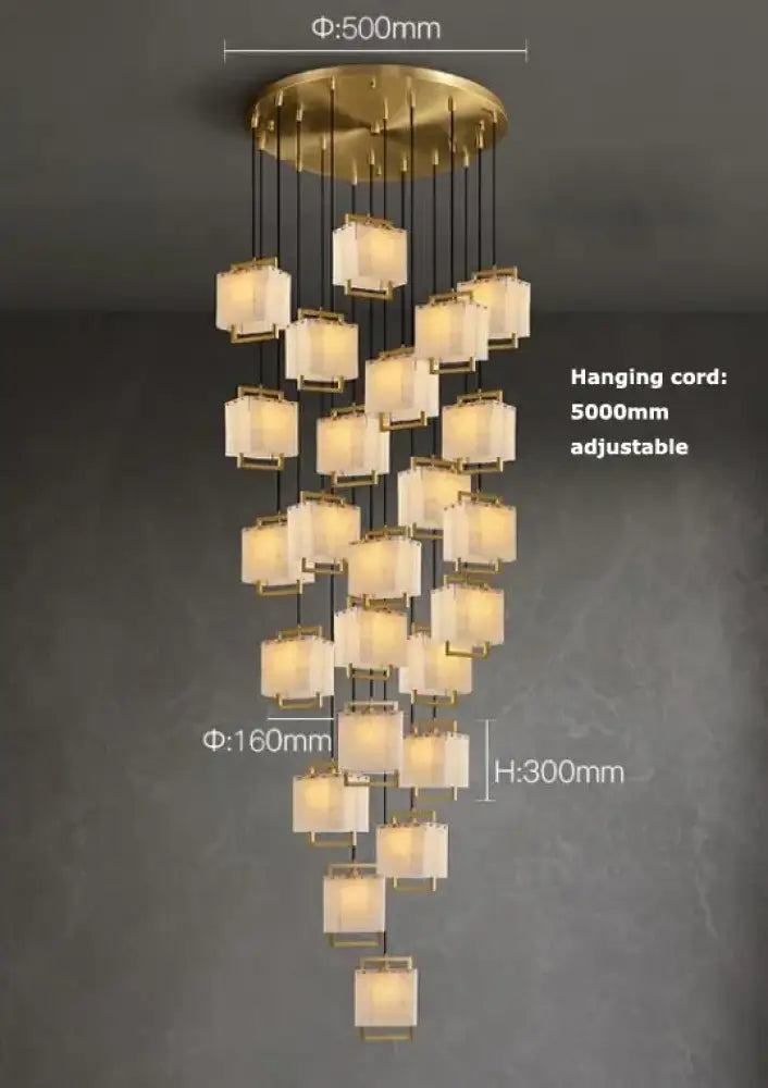 Natural Marble LED Chandelier with Gold Frame, 1 to 24 Lights – view 21