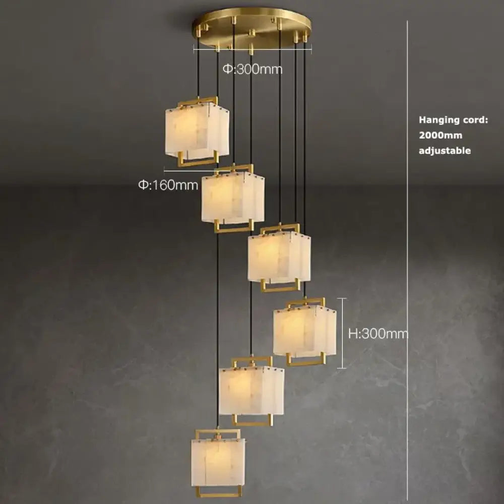 Natural Marble LED Chandelier with Gold Frame, 1 to 24 Lights – view 18