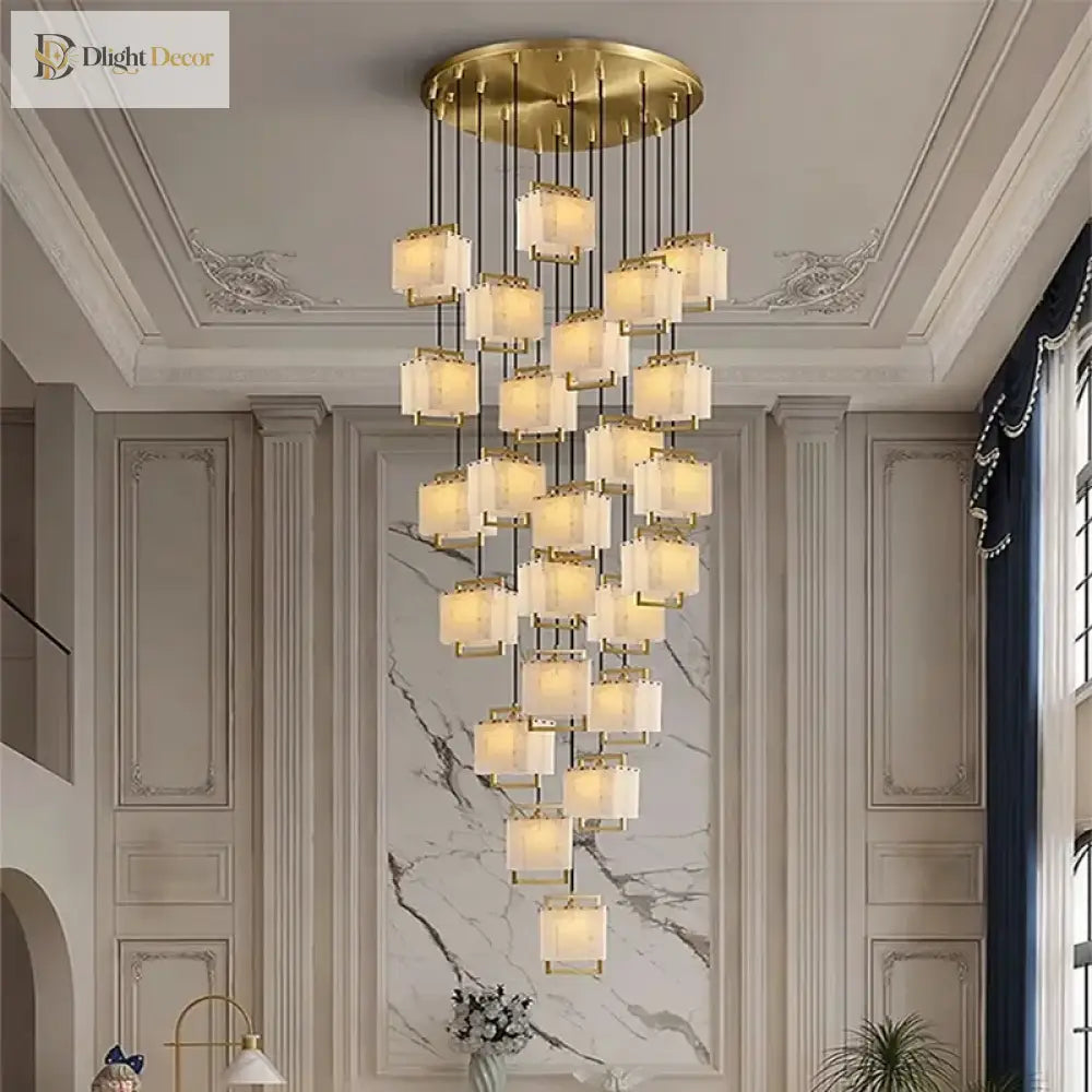 Natural Marble LED Chandelier with Gold Frame, 1 to 24 Lights – view 5