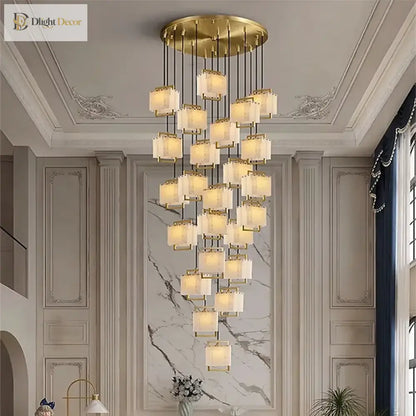 Natural Marble LED Chandelier with Gold Frame, 1 to 24 Lights – view 5