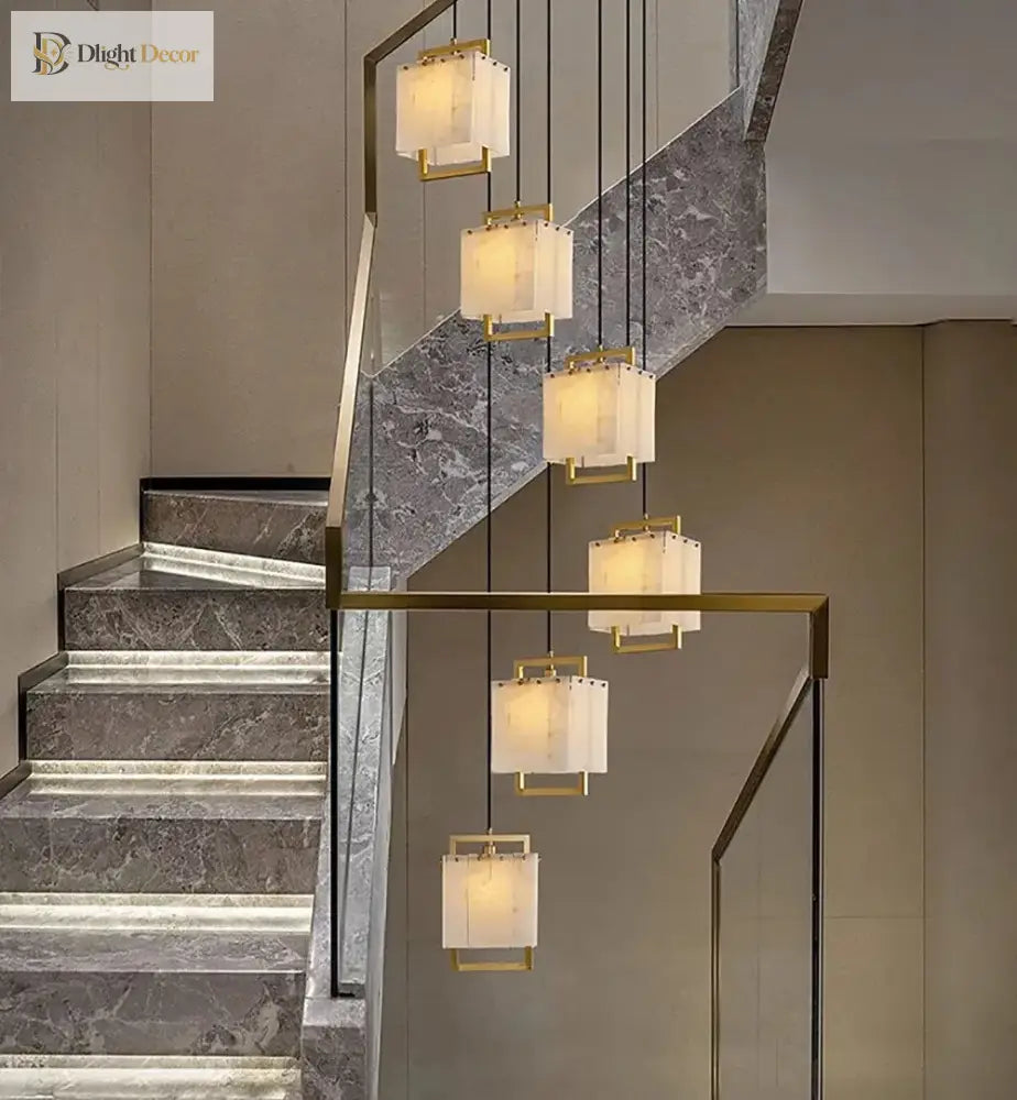 Natural Marble LED Chandelier with Gold Frame, 1 to 24 Lights – view 6