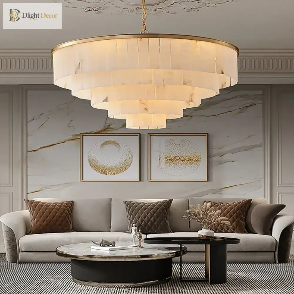 Natural Marble LED Chandelier with Gold Frame, 1 to 24 Lights – view 2