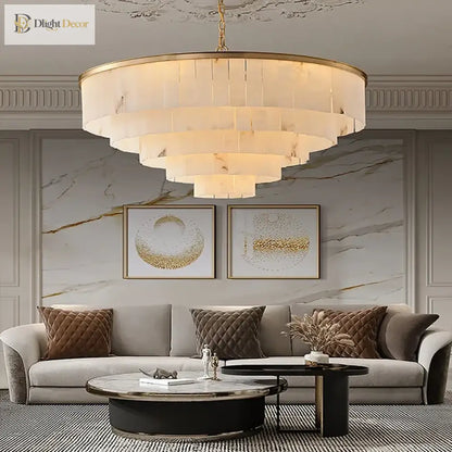 Natural Marble LED Chandelier with Gold Frame, 1 to 24 Lights – view 2