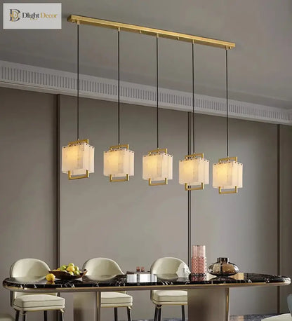 Natural Marble LED Chandelier with Gold Frame, 1 to 24 Lights – view 4