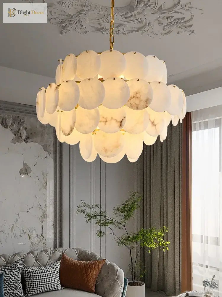 Natural Marble LED Chandelier for Kitchen Island, Round or Oval – view 3