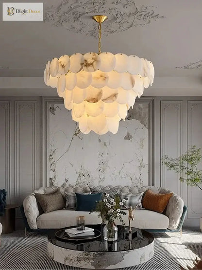 Natural Marble LED Chandelier for Kitchen Island, Round or Oval – view 2
