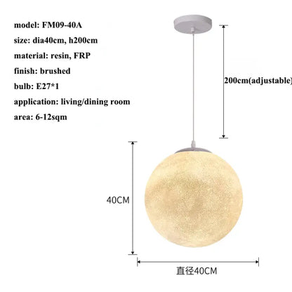 Wabi-Sabi Moon LED Pendant Light in FRP, 15 to 60 cm – view 11