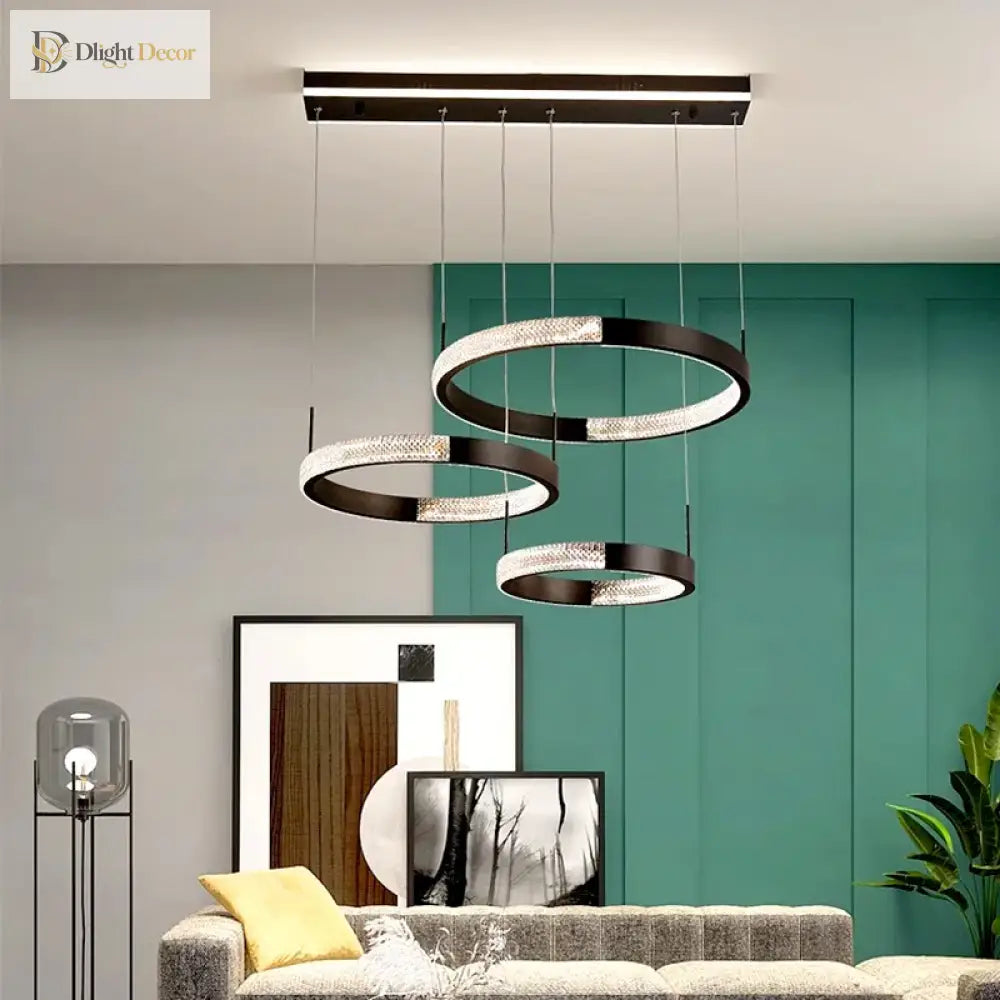 Modern LED Ring Pendant Light for Dining Room with Remote Dimming – view 3