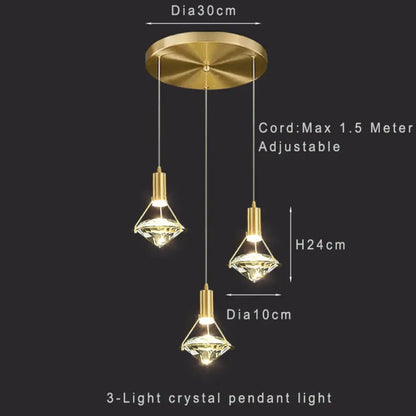 Modern Crystal LED Pendant Light for Kitchen Island, 1 to 5 Lights – view 9