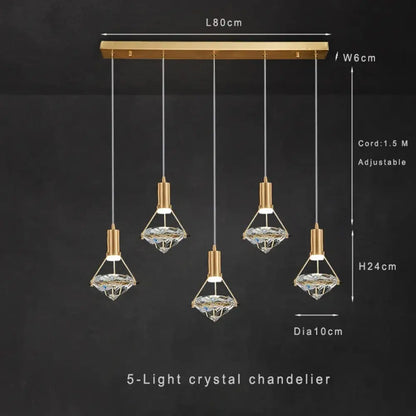 Modern Crystal LED Pendant Light for Kitchen Island, 1 to 5 Lights – view 10