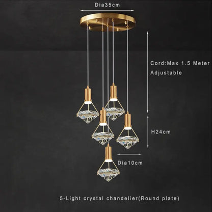 Modern Crystal LED Pendant Light for Kitchen Island, 1 to 5 Lights – view 11