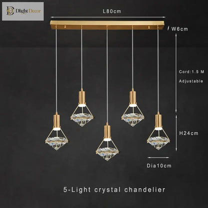 Modern Crystal LED Pendant Light for Kitchen Island, 1 to 5 Lights – view 5
