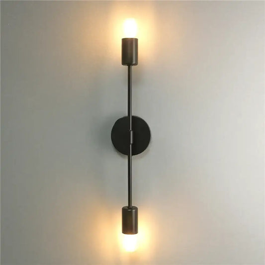 Modern iron double head LED wall sconce with adjustable heads in a living room lounge