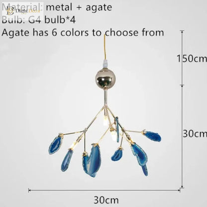 Nordic Colorful Agate LED Ceiling Chandelier with Leaf Design – view 7