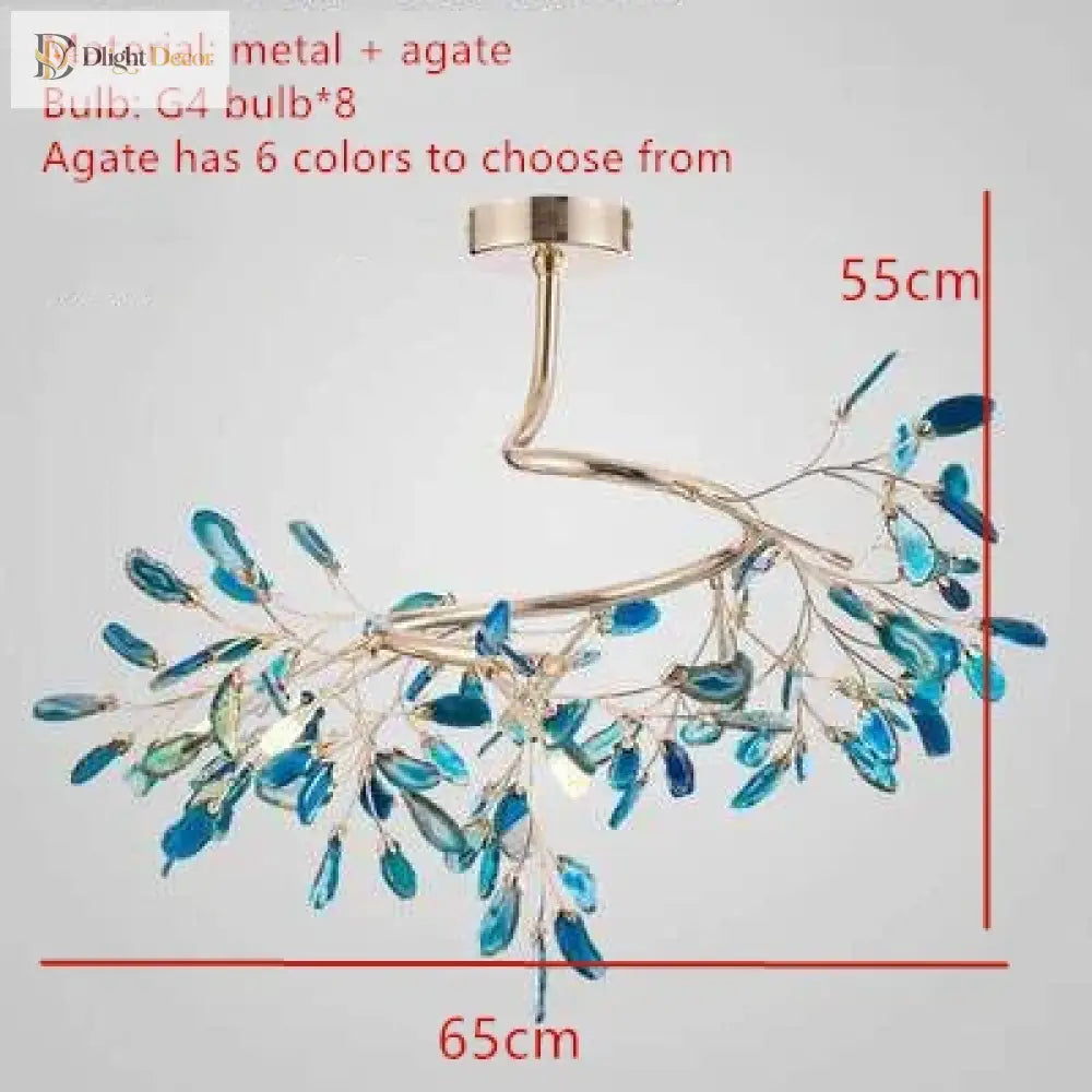 Nordic Colorful Agate LED Ceiling Chandelier with Leaf Design – view 8