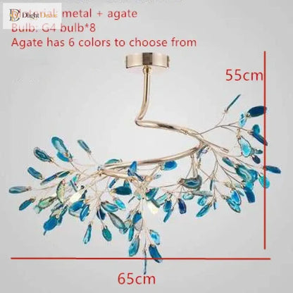 Nordic Colorful Agate LED Ceiling Chandelier with Leaf Design – view 8