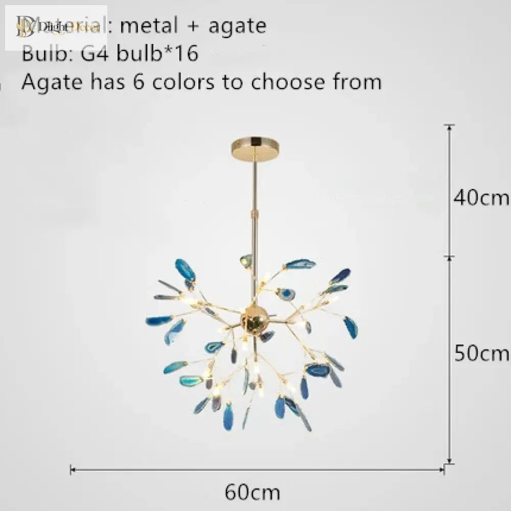 Nordic Colorful Agate LED Ceiling Chandelier with Leaf Design – view 9