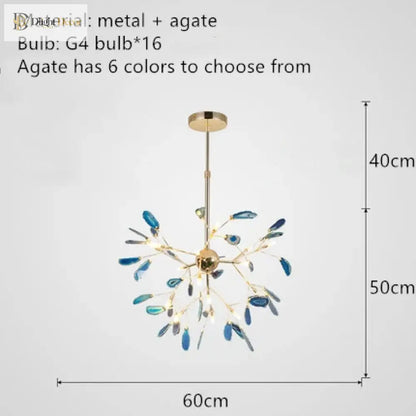 Nordic Colorful Agate LED Ceiling Chandelier with Leaf Design – view 9