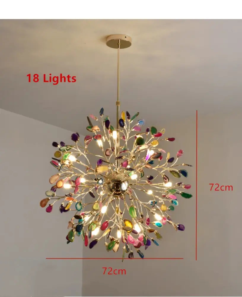 Nordic Colorful Agate LED Ceiling Chandelier with Leaf Design – view 12