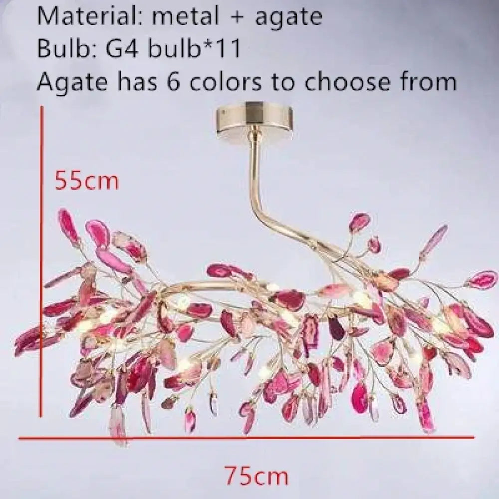 Nordic Colorful Agate LED Ceiling Chandelier with Leaf Design – view 10