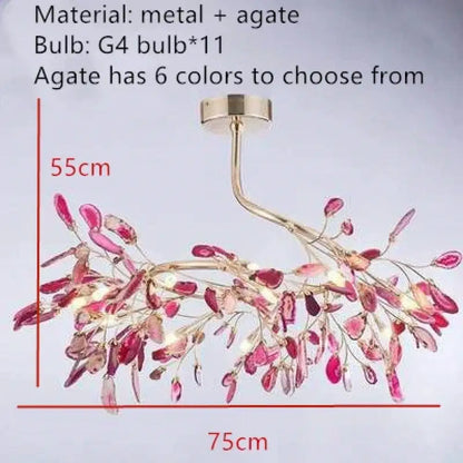 Nordic Colorful Agate LED Ceiling Chandelier with Leaf Design – view 10