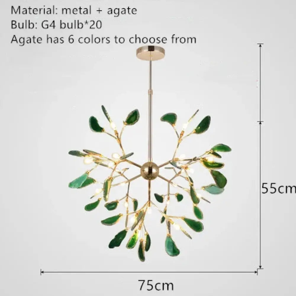 Nordic Colorful Agate LED Ceiling Chandelier with Leaf Design – view 11