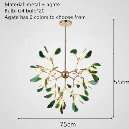 Nordic Colorful Agate LED Ceiling Chandelier with Leaf Design – view 11