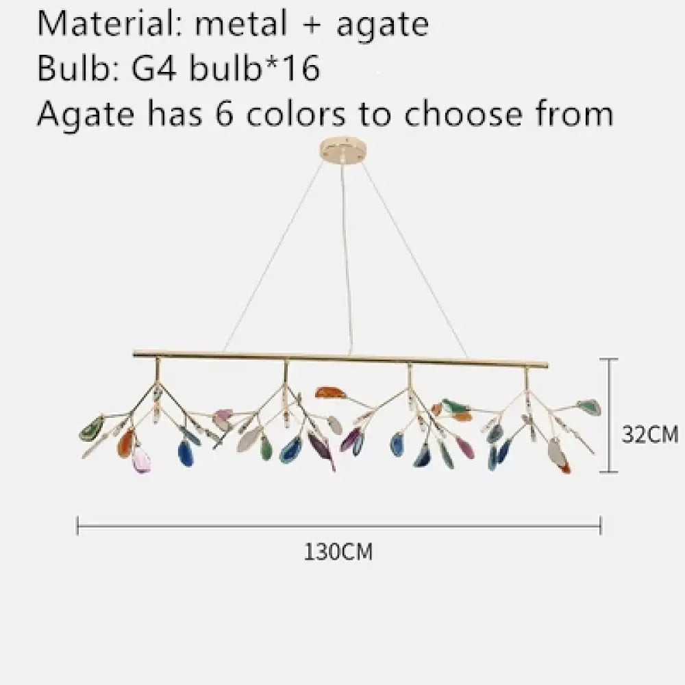 Nordic Colorful Agate LED Ceiling Chandelier with Leaf Design – view 14