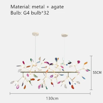 Nordic Colorful Agate LED Ceiling Chandelier with Leaf Design – view 17