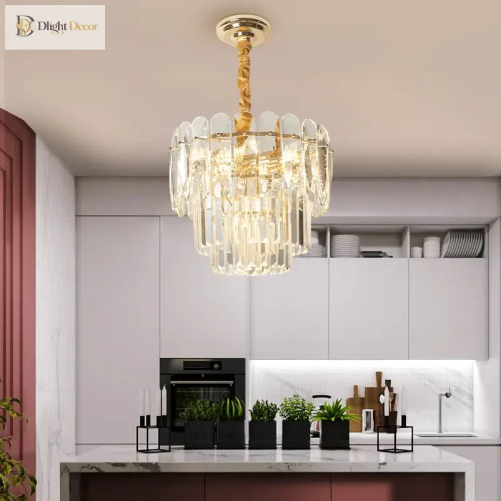 Nordic Gold Crystal LED Pendant Chandelier for Kitchen Island – view 2