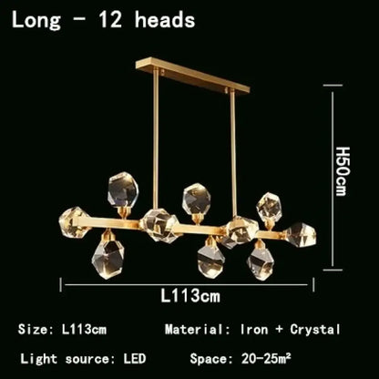 Nordic Crystal LED Pendant Light for Kitchen Island, 1 to 12 Heads – view 11