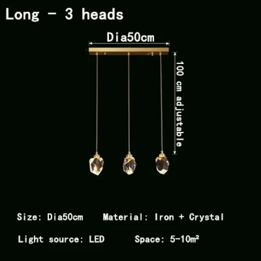 Nordic Crystal LED Pendant Light for Kitchen Island, 1 to 12 Heads – view 8