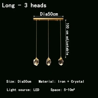 Nordic Crystal LED Pendant Light for Kitchen Island, 1 to 12 Heads – view 8