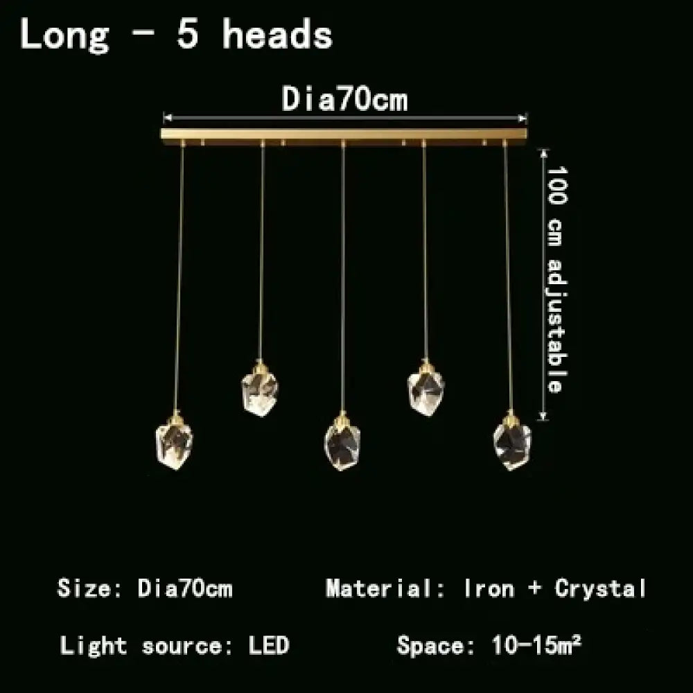 Nordic Crystal LED Pendant Light for Kitchen Island, 1 to 12 Heads – view 9
