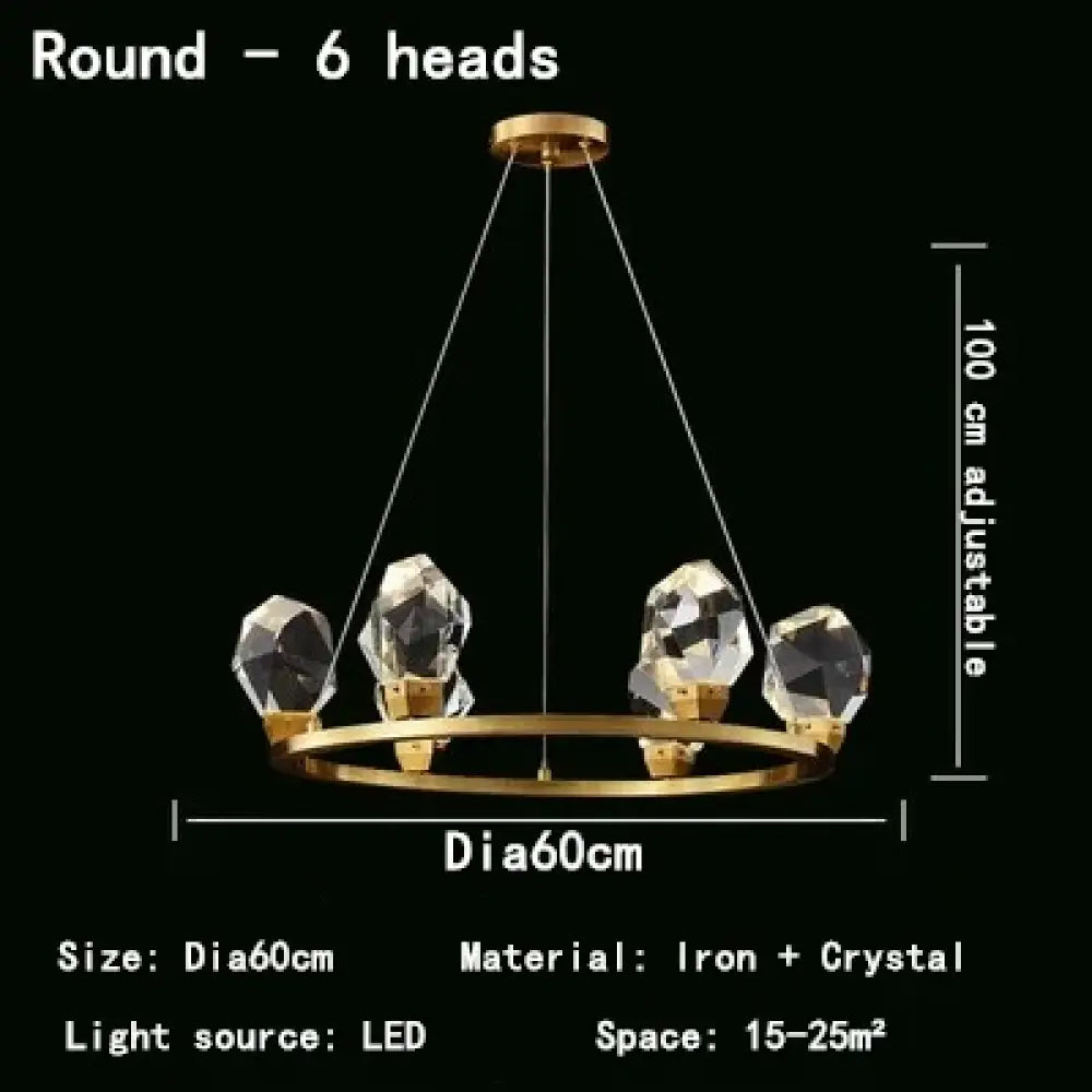 Nordic Crystal LED Pendant Light for Kitchen Island, 1 to 12 Heads – view 12