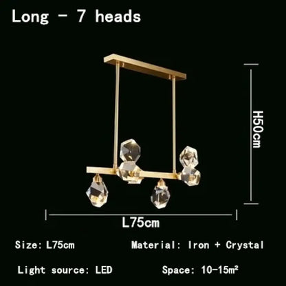Nordic Crystal LED Pendant Light for Kitchen Island, 1 to 12 Heads – view 10