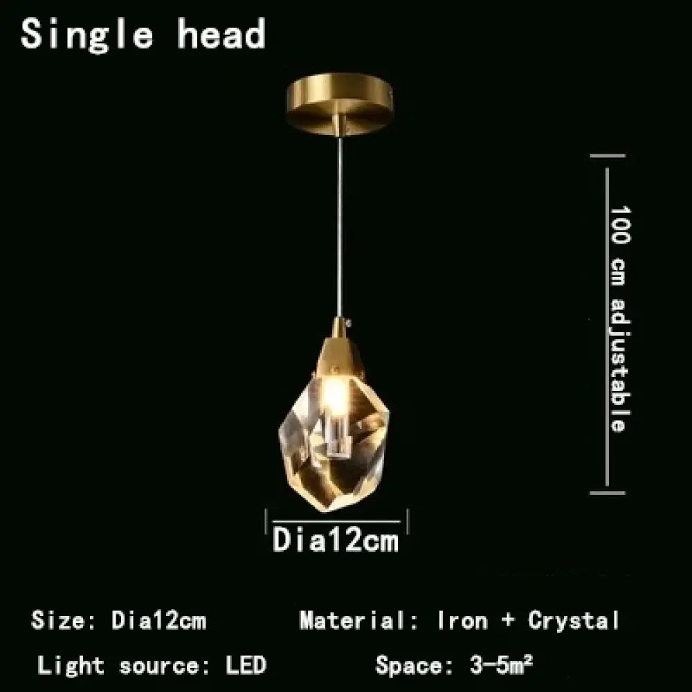 Nordic Crystal LED Pendant Light for Kitchen Island, 1 to 12 Heads – view 7