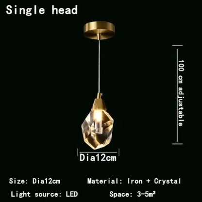Nordic Crystal LED Pendant Light for Kitchen Island, 1 to 12 Heads – view 7