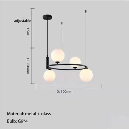 Nordic Glass Shade Ceiling Chandelier, 4 to 8 Lights, Gold or Black – view 8